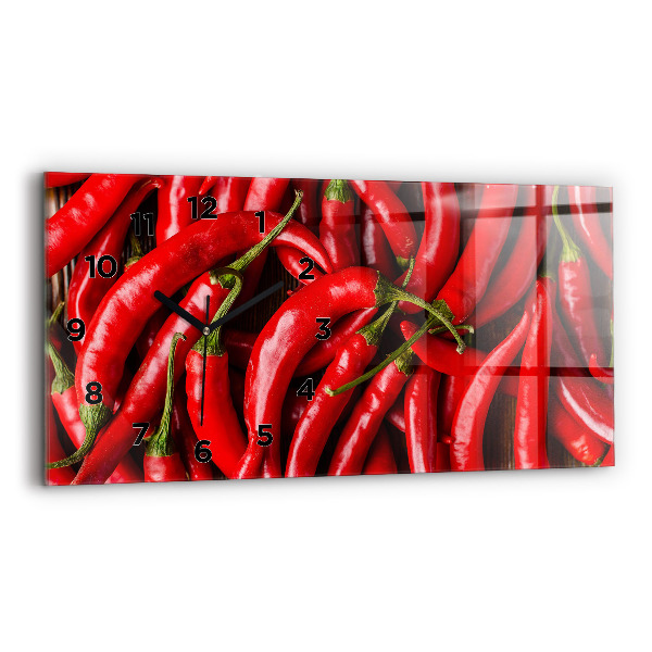 Glass wall clock rectangular Hot peppers