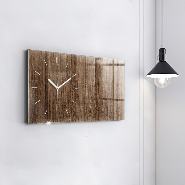 Glass wall clock rectangular Dark wood