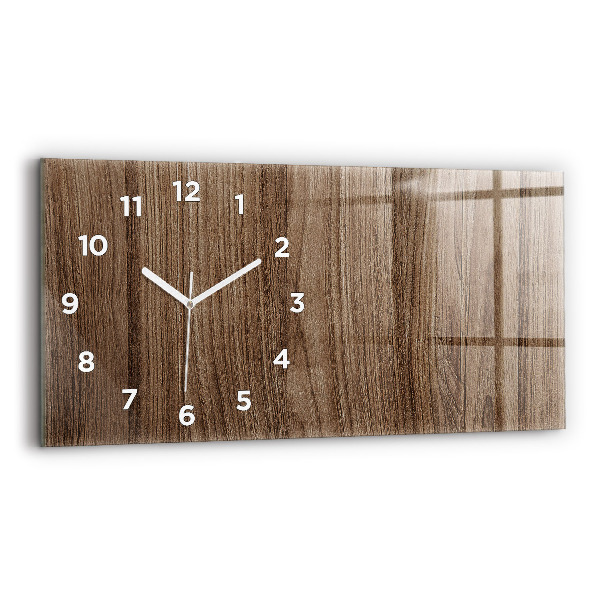 Glass wall clock rectangular Dark wood