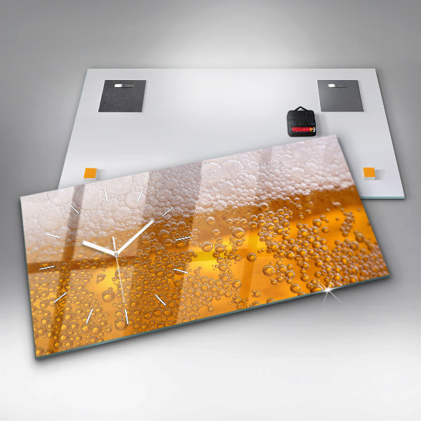 Glass wall clock rectangular Beer