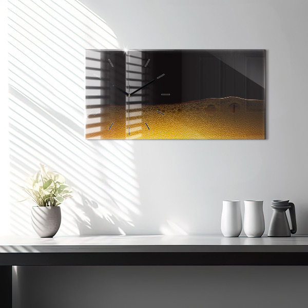 Glass wall clock rectangular Orange juice