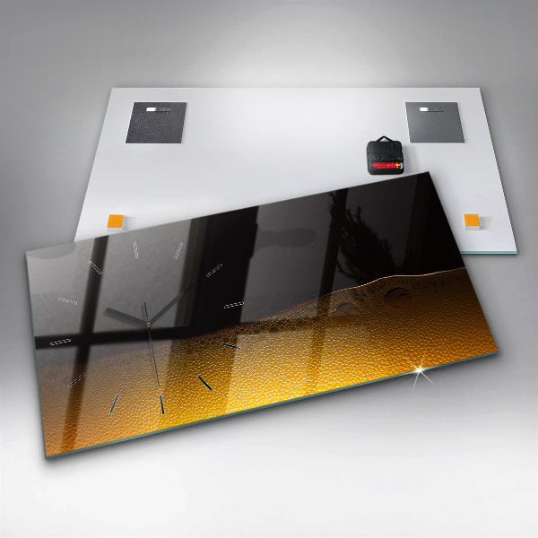 Glass wall clock rectangular Orange juice