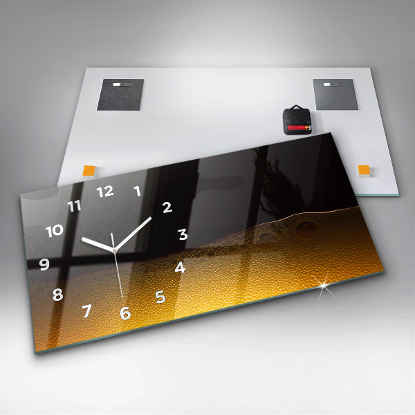 Glass wall clock rectangular Orange juice
