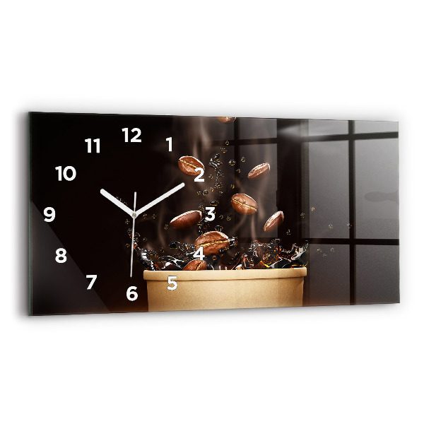 Glass wall clock rectangular Hot coffee
