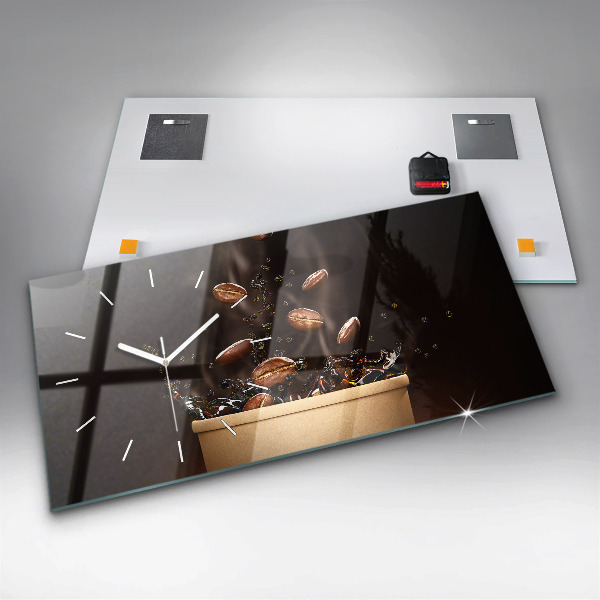 Glass wall clock rectangular Hot coffee