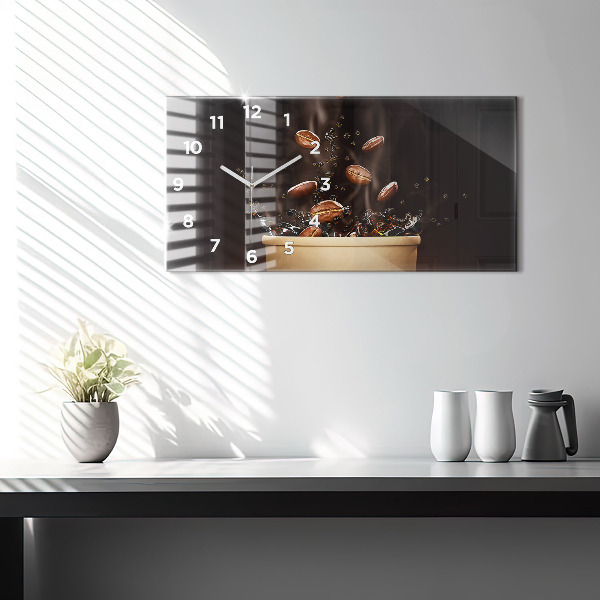 Glass wall clock rectangular Hot coffee