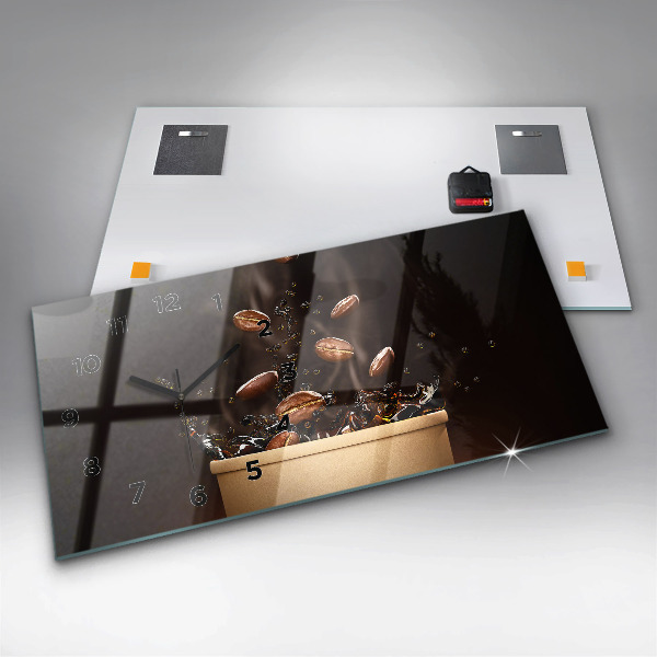 Glass wall clock rectangular Hot coffee