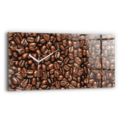 Glass wall clock rectangular Coffee beans