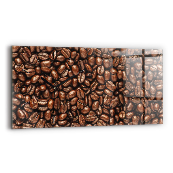 Glass wall clock rectangular Coffee beans