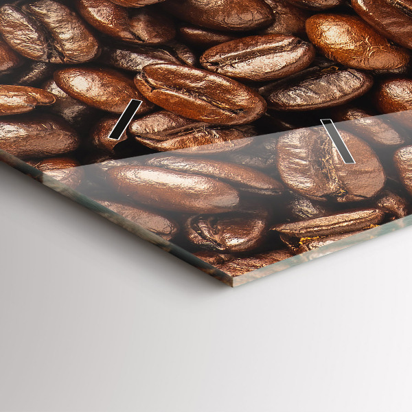Glass wall clock rectangular Coffee beans