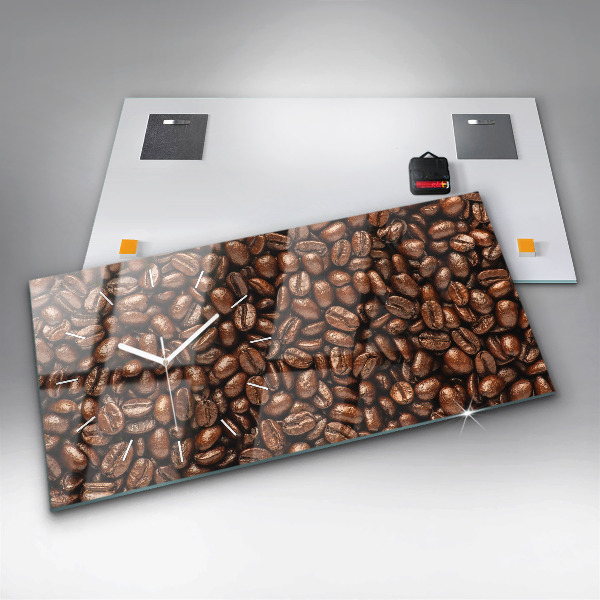 Glass wall clock rectangular Coffee beans