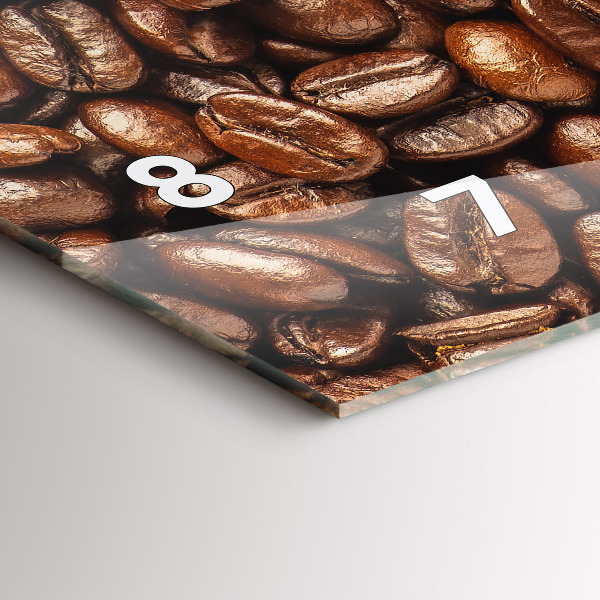 Glass wall clock rectangular Coffee beans