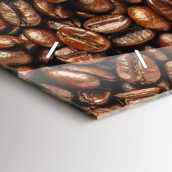 Glass wall clock rectangular Coffee beans