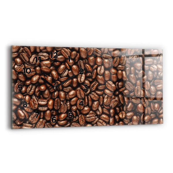 Glass wall clock rectangular Coffee beans