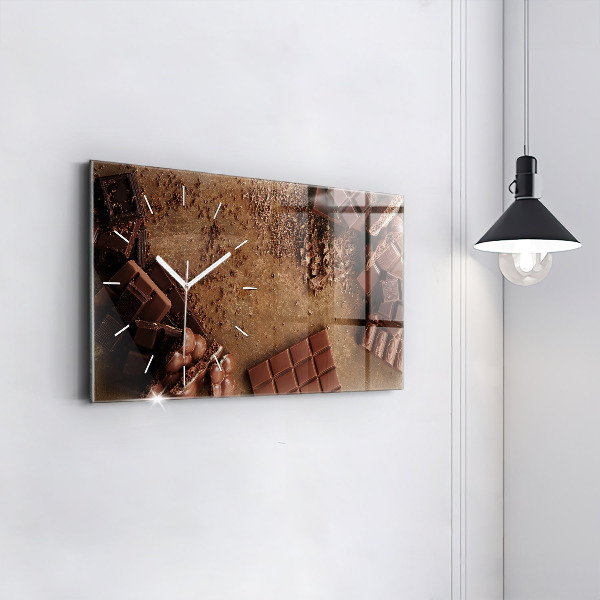 Glass wall clock rectangular Chocolate bars