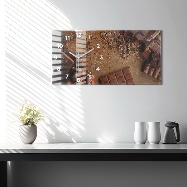 Glass wall clock rectangular Chocolate bars