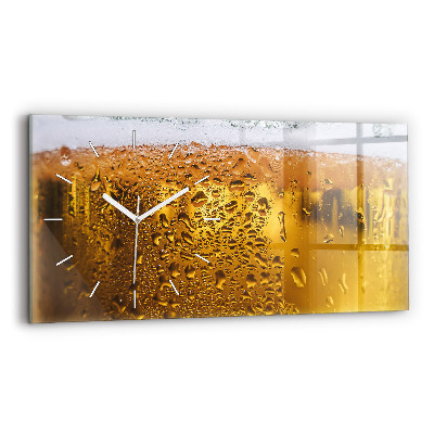 Glass wall clock rectangular A mug of beer