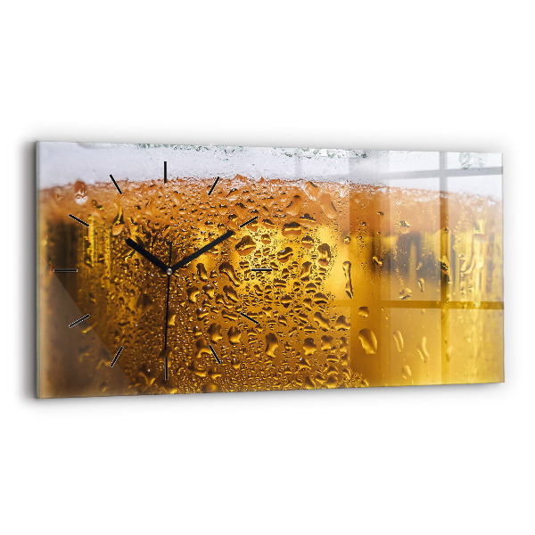 Glass wall clock rectangular A mug of beer