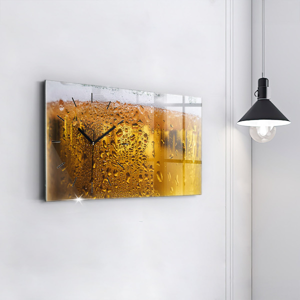 Glass wall clock rectangular A mug of beer