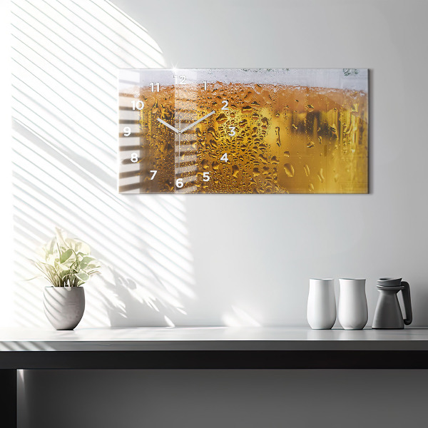 Glass wall clock rectangular A mug of beer