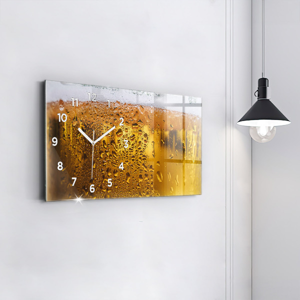 Glass wall clock rectangular A mug of beer