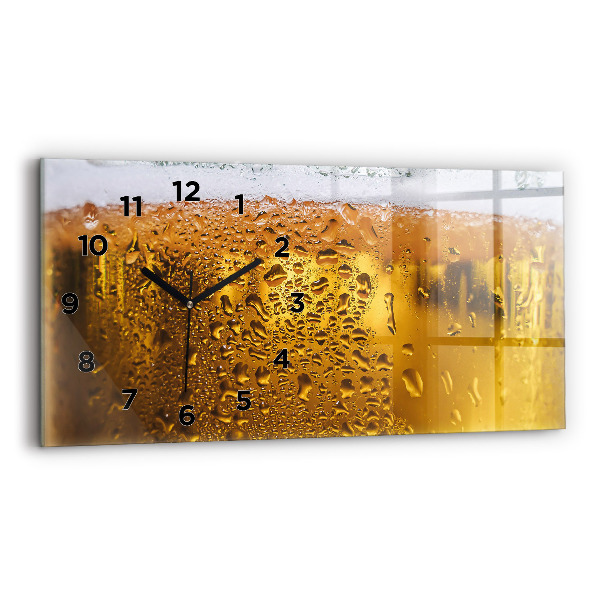 Glass wall clock rectangular A mug of beer
