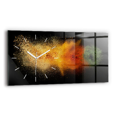 Glass wall clock rectangular Spices scattered