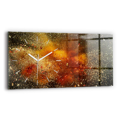 Glass wall clock rectangular Spice abstraction