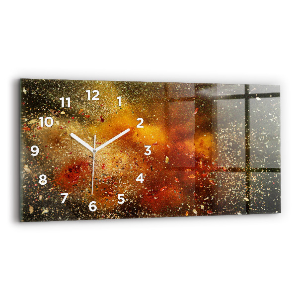 Glass wall clock rectangular Spice abstraction