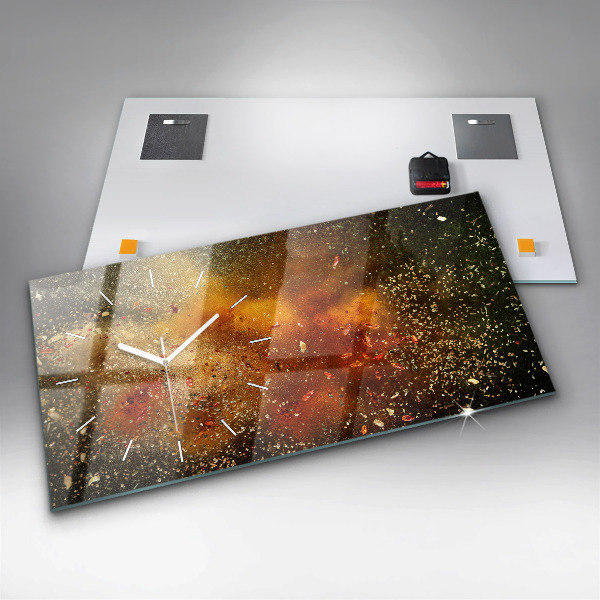 Glass wall clock rectangular Spice abstraction