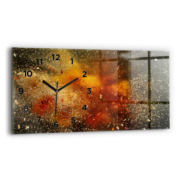 Glass wall clock rectangular Spice abstraction