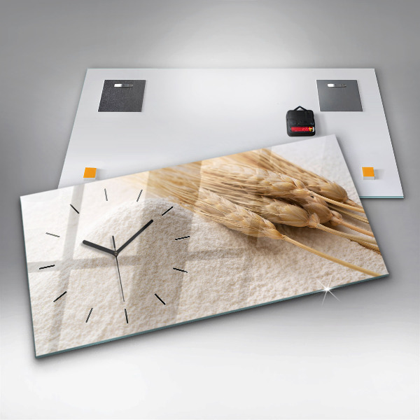 Glass wall clock rectangular Flour