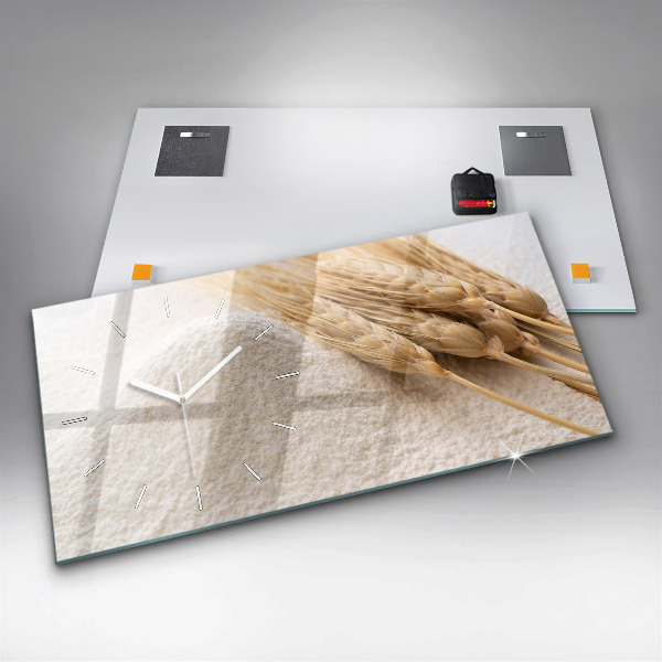 Glass wall clock rectangular Flour