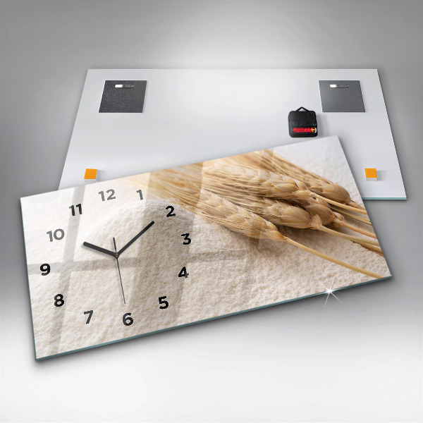 Glass wall clock rectangular Flour