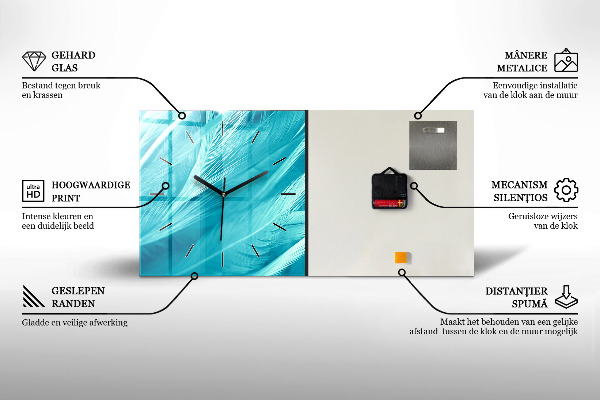 Glass wall clock rectangular Forest sunrise