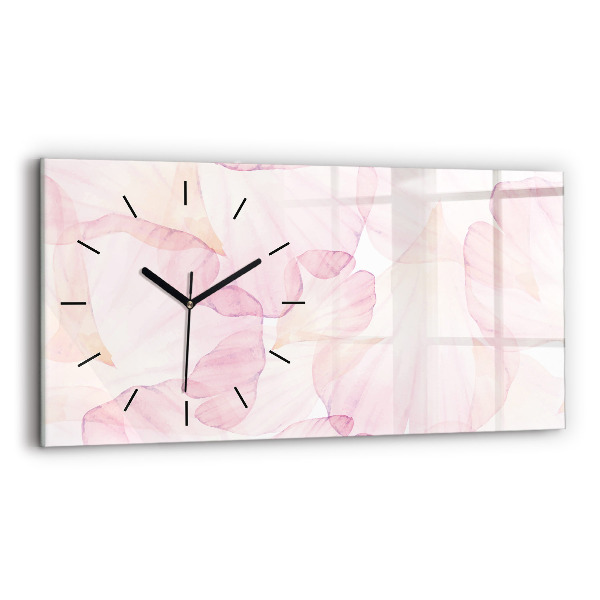 Glass wall clock rectangular Watercolor petals