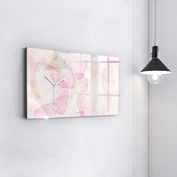 Glass wall clock rectangular Watercolor petals