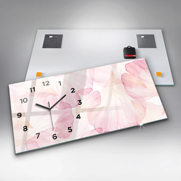 Glass wall clock rectangular Watercolor petals