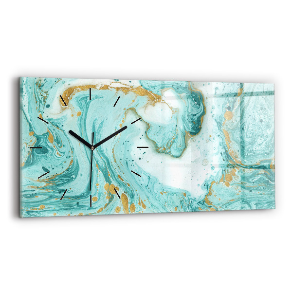 Glass wall clock rectangular Marble texture