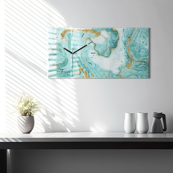 Glass wall clock rectangular Marble texture