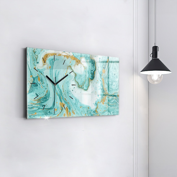 Glass wall clock rectangular Marble texture