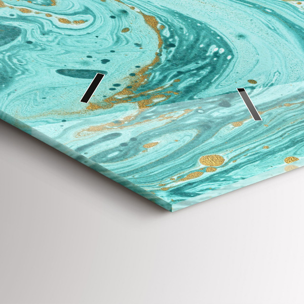 Glass wall clock rectangular Marble texture