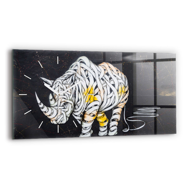 Glass wall clock rectangular Abstract rhino