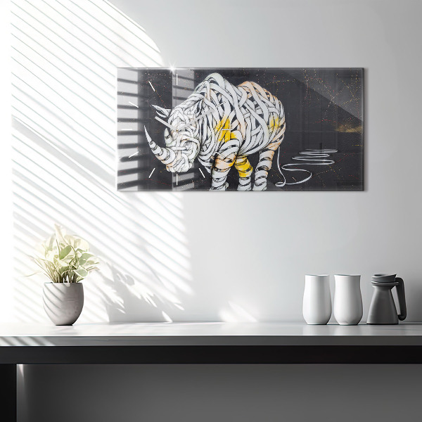 Glass wall clock rectangular Abstract rhino