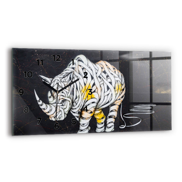 Glass wall clock rectangular Abstract rhino