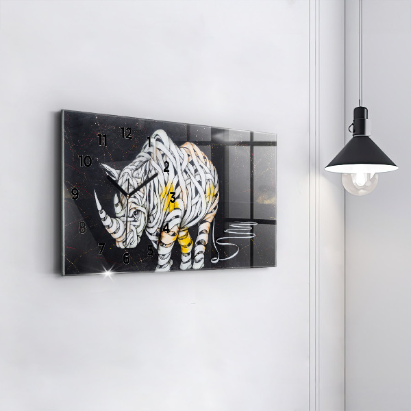 Glass wall clock rectangular Abstract rhino