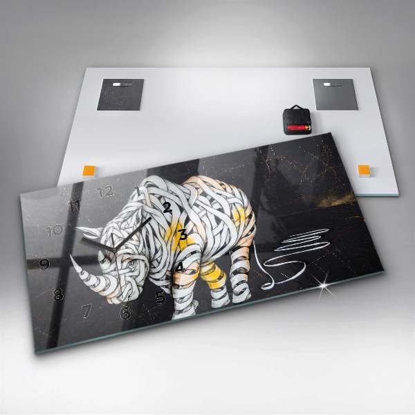 Glass wall clock rectangular Abstract rhino