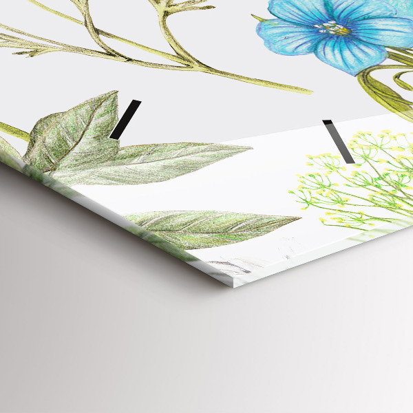 Glass wall clock rectangular Flower Composition