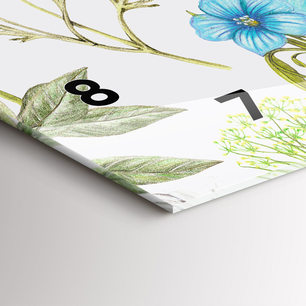 Glass wall clock rectangular Flower Composition