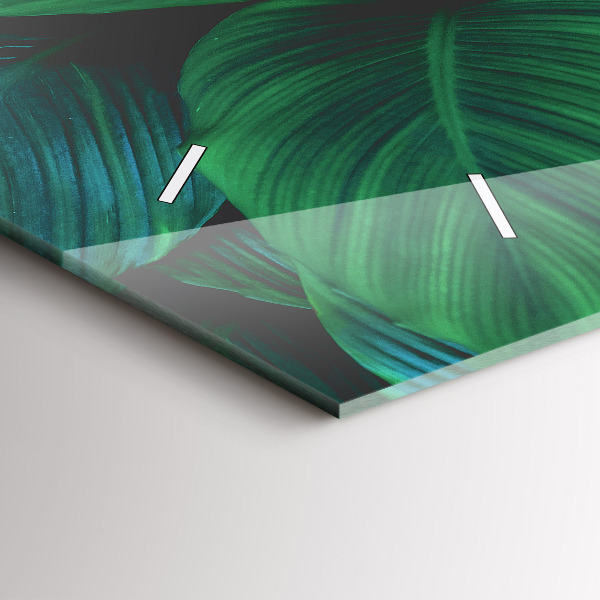 Glass wall clock rectangular Nature leaves
